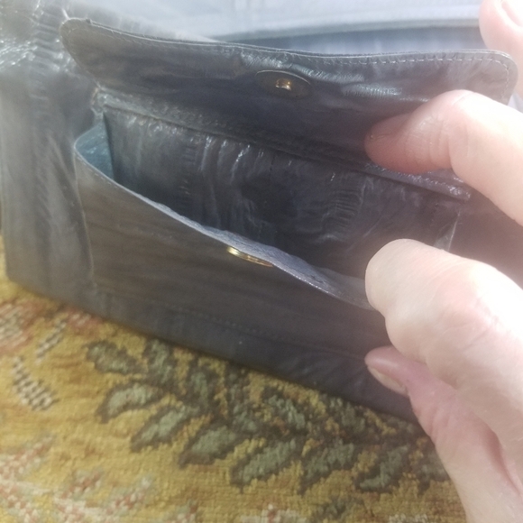 Vtg 70s gray eel skin clutch and matching wallet made in Korea - Picture 7 of 9
